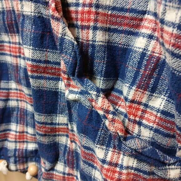 The Vermont Flannel Company X-Small Flannel Hoodie Blue, Red & White Plaid - Picture 9 of 12